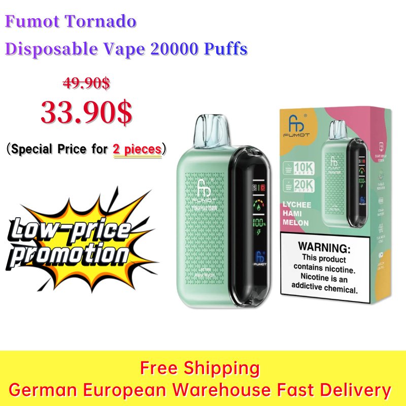 Low Price Promotion: EU Warehouse Fumot Tornado 20000 Puffs Vape