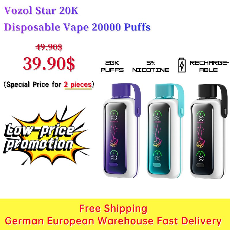 Low Price Promotion: VOZOL Star 20K 20000 puffs vape (2pcs)